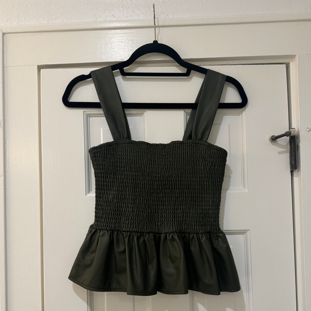 Brand new TCEC leather top - olive